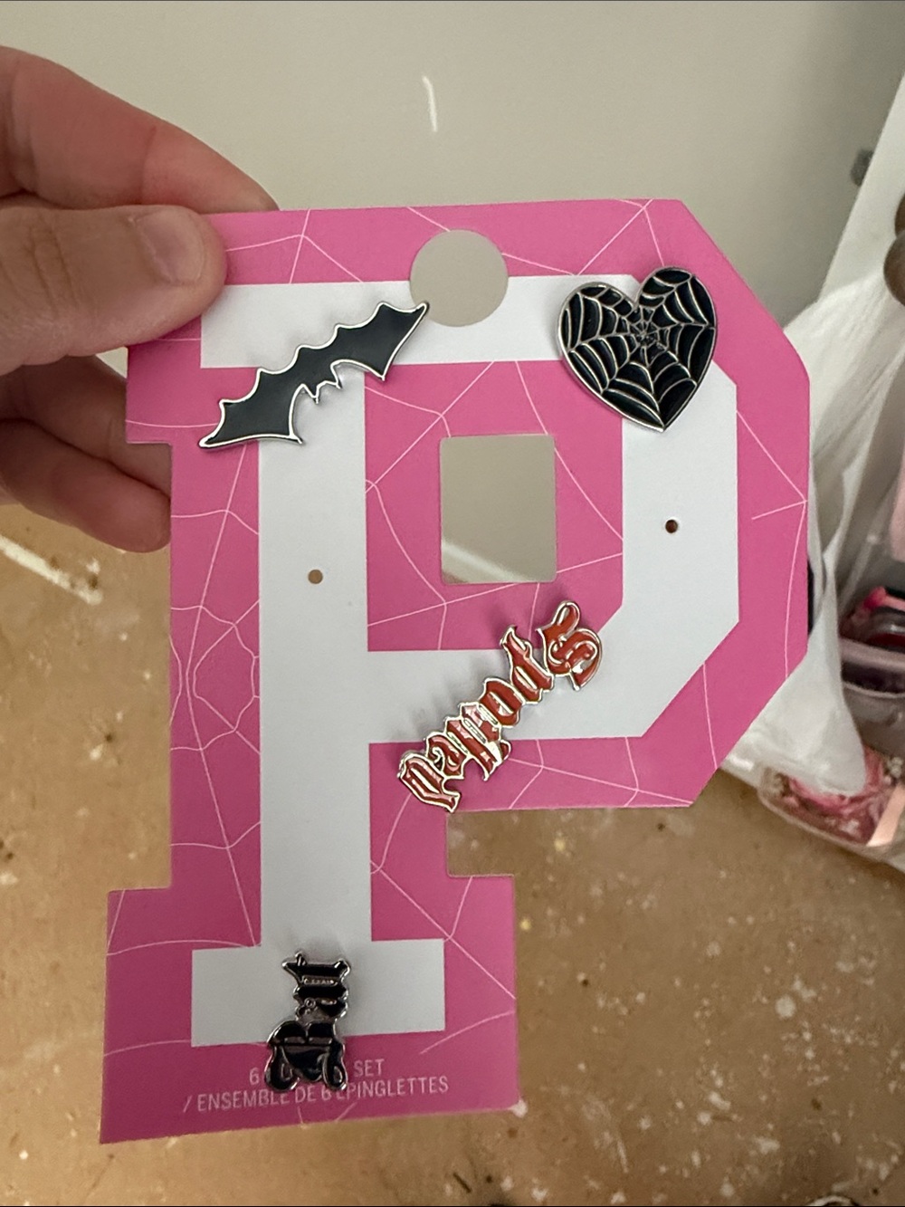 PINK Victoria's Secret Halloween Pin Set - Pink and Silver